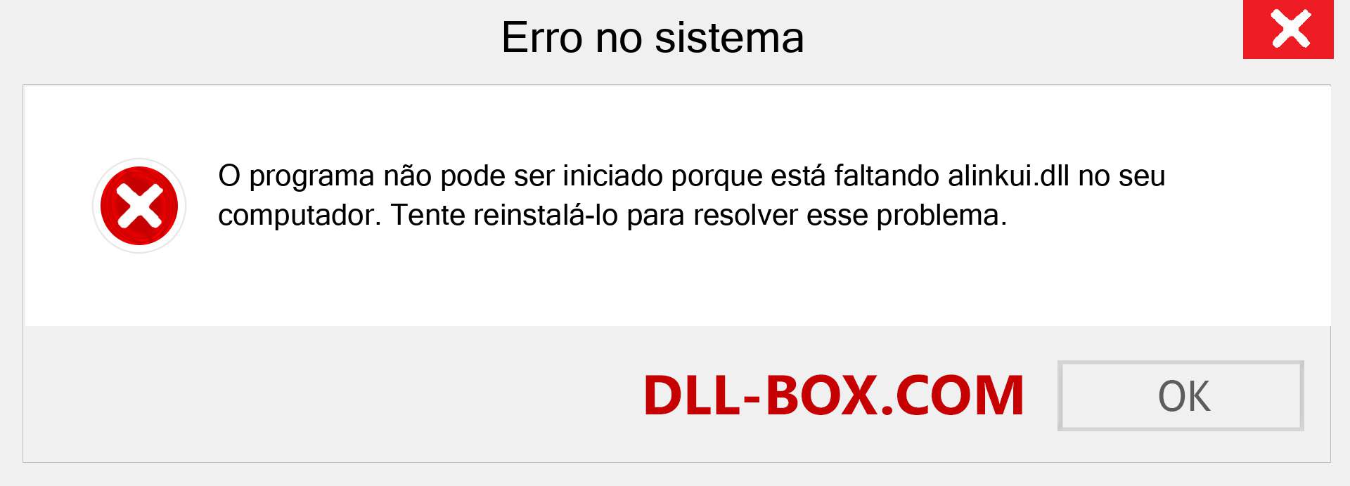 Arquivo alinkui.dll ausente ?. Download para Windows 7, 8, 10 - Correção de erro ausente alinkui dll no Windows, fotos, imagens